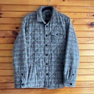 Grayers Quilted Shirt Jacket Mens L Gray Plaid Shacket Cotton Blend